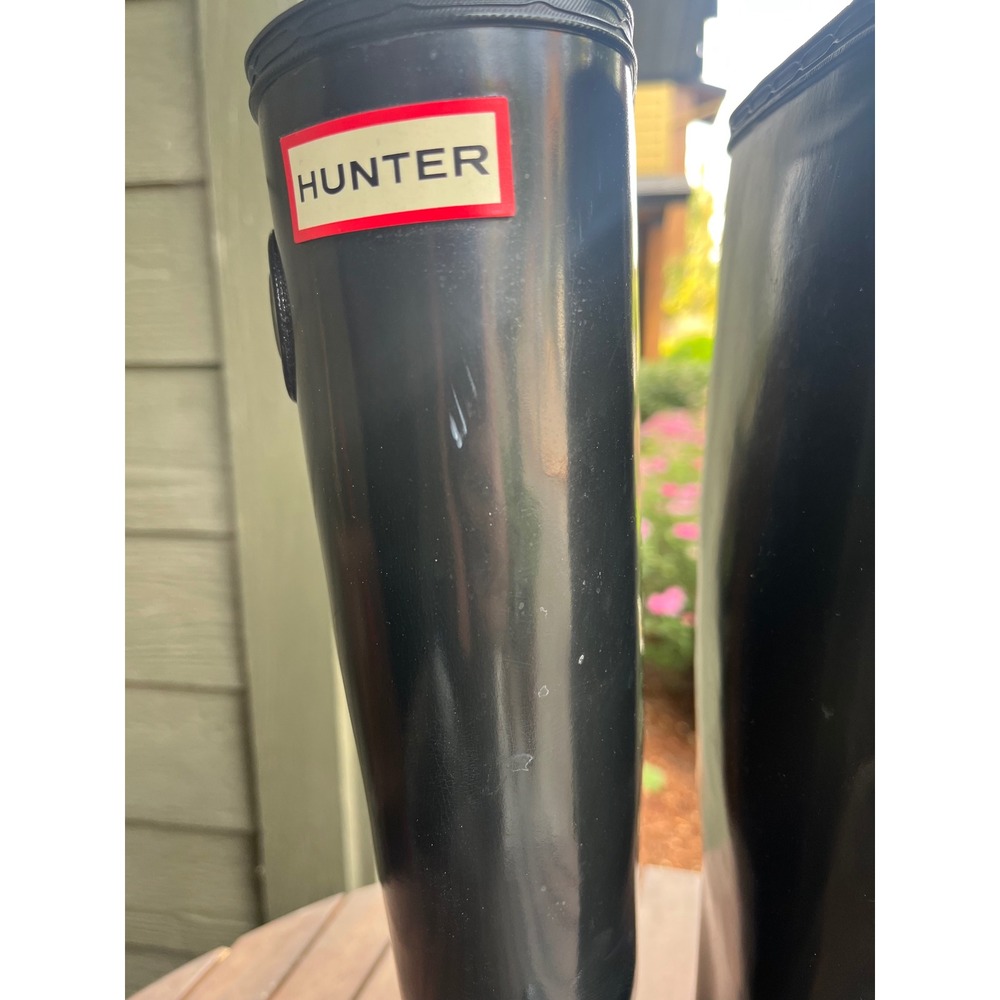 Hunter Original Tall Gloss Rain Boots Womens 6 Black Waterproof WFT1000RGL - Picture 9 of 11